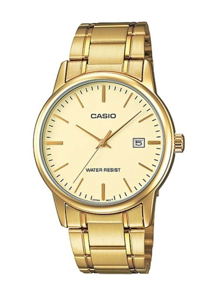 كاسيو Analog Men’s Watch MTP‑V002G‑9AUDF, 45 mm Cream Dial, Gold Ion‑Plated Stainless Steel Bracelet, Water Resistant - Image 1